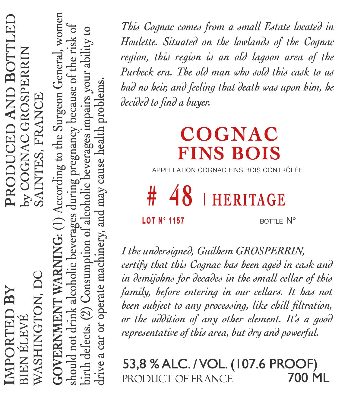 Cognac #48 Heritage Fins Bois